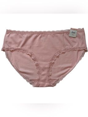 Jenni Intimidates Lace-Trim Bikini Panty Peachskin Cotton Blend Women’s 2X